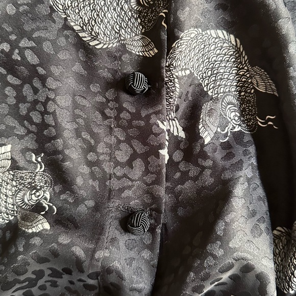 Zara Koi Fish Black Button Down Crop Blouse, size S - Picture 5 of 7